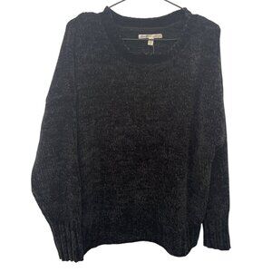 NWT Seven7 Womens Large Chenille Black Caviar Sweater Crew Neck Casual Loose